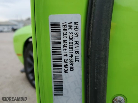 2023 Dodge Challenger R/T with VIN 2C3CDZBT1PH689103, listed as a Copart auction lot 50816805 with 11,005 mi miles and Salvage Title. Bid and sale history available at carsss.com. Image 13.