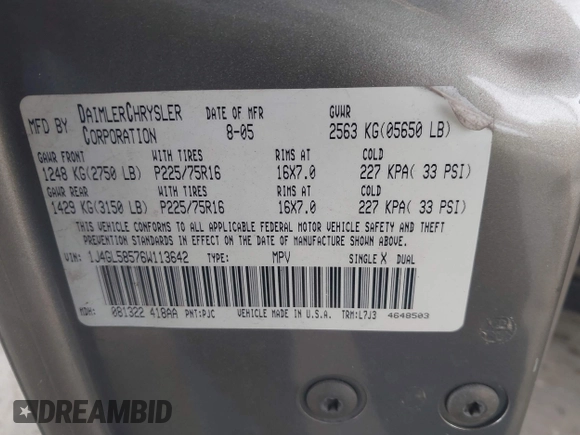 2006 Jeep Liberty Limited с VIN 1J4GL58576W113642, выставлен на аукционе IAAI как лот 42290963 с пробегом 273 565 миль миль и . История ставок и продаж доступна на DreamBid. Изображение 9.