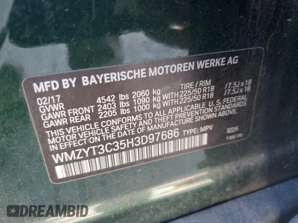 2017 MINI Countryman Cooper S с VIN WMZYT3C35H3D97686, выставлен на аукционе Copart как лот 42800275 с пробегом 88 528 миль миль и Списание • Salvage title. История ставок и продаж доступна на DreamBid. Изображение 13.