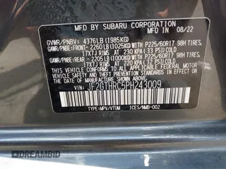 2023 Subaru Crosstrek Special Sports with VIN JF2GTHRC5PH243009, listed as a IAAI auction lot 42661791 with 37,421 mi miles and . Bid and sale history available at DreamBid. Image 9.