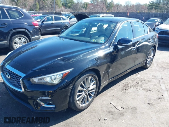 2023 Infiniti Q50 Luxe z VIN JN1EV7BR7PM541712, wystawiony jako IAAI lot #41942433 z przebiegiem 8 512 mil mil oraz . Historia ofert i sprzedaży dostępna na DreamBid. Obrazek 2.