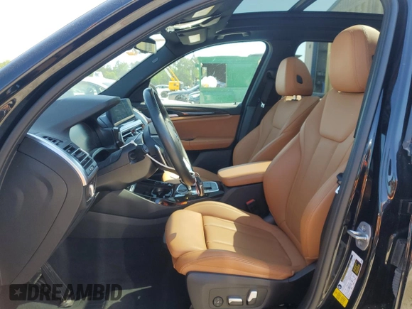 2022 BMW X3 sDrive30i with VIN 5UX43DP08N9M86824, listed as a Copart auction lot 52210665 with 38,841 mi miles and Clean Title. Bid and sale history available at carsss.com. Image 7.
