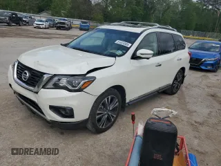 2018 Nissan Pathfinder Platinum z VIN 5N1DR2MN0JC670913, wystawiony jako Copart lot #51624585 z przebiegiem Nie podano mil oraz Szkoda całkowita • Salvage title. Historia ofert i sprzedaży dostępna na DreamBid. Obrazek 1.