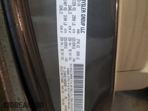 2010 Dodge Grand Caravan SXT with VIN 2D4RN5D1XAR268587, listed as a Copart auction lot 55072485 with 322,312 mi miles and Non Repairable. Bid and sale history available at DreamBid. Image 13.