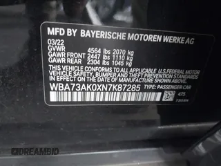 2022 BMW 2 Series 228i xDrive with VIN WBA73AK0XN7K87285, listed as a IAAI auction lot 41194510 with 23,099 mi miles. Bid and sale history available at carsss.com. Image 9.