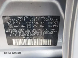 2015 Hyundai Sonata Hybrid Limited with VIN KMHEC4A41FA133127, listed as a IAAI auction lot 41759254 with 70,124 mi miles. Bid and sale history available at carsss.com. Image 9.