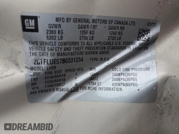 2011 GMC Terrain SLT-1 z VIN 2CTFLUE57B6331234, wystawiony jako Copart lot #51146745 z przebiegiem 77 042 mil mil oraz Szkoda całkowita • Salvage title. Historia ofert i sprzedaży dostępna na DreamBid. Obrazek 15.
