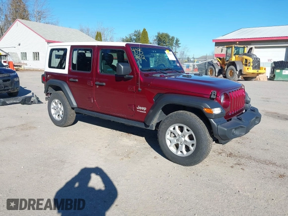 2021 Jeep Wrangler Unlimited Sport S with VIN 1C4HJXDG4MW647164, listed as a IAAI auction lot 40952672 with 51,366 mi miles and . Bid and sale history available at DreamBid. Image 1.