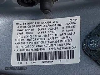 2014 Honda Civic Sedan EX with VIN 2HGFB2F86EH553768, listed as a IAAI auction lot 42042742 with 185,342 mi miles. Bid and sale history available at carsss.com. Image 9.