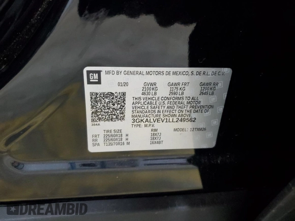 2020 GMC Terrain SLT z VIN 3GKALVEV1LL249562, wystawiony jako Copart lot #60432695 z przebiegiem Nie podano mil oraz Szkoda całkowita • Salvage title. Historia ofert i sprzedaży dostępna na DreamBid. Obrazek 13.