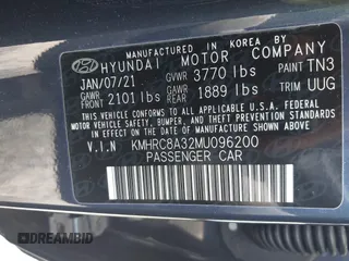 2021 Hyundai Venue SEL with VIN KMHRC8A32MU096200, listed as a IAAI auction lot 42070254 with 6,374 mi miles and . Bid and sale history available at carsss.com. Image 9.