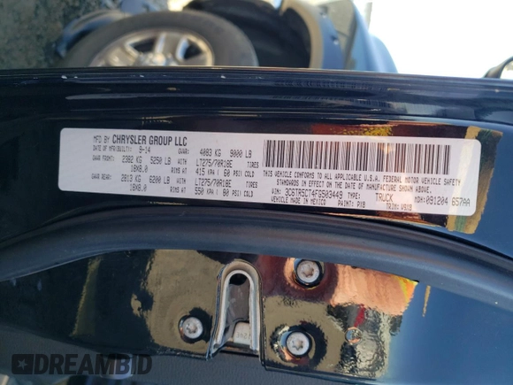 2015 Ram 2500 Tradesman with VIN 3C6TR5CT4FG503449, listed as a Copart auction lot 70595594 with 121,877 mi miles and Salvage Title. Bid and sale history available at carsss.com. Image 12.