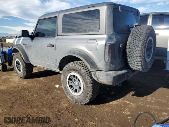 2023 Ford Bronco with VIN 1FMDE5CP4PLC09478, listed as a Copart auction lot 43074085 with 7,379 mi miles and Salvage title. Bid and sale history available at DreamBid. Image 2.