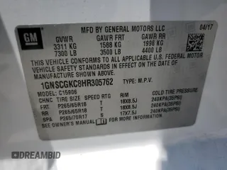 2017 Chevrolet Suburban LS с VIN 1GNSCGKC8HR305762, выставлен на аукционе Copart как лот 57514275 с пробегом 111 928 миль миль и Списание • Salvage title. История ставок и продаж доступна на DreamBid. Изображение 13.