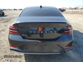 2022 Genesis G70 2.0T with VIN KMTG34TAXNU093905, listed as a Copart auction lot 45394115 with 57,495 mi miles and Salvage Title. Bid and sale history available at carsss.com. Image 6.