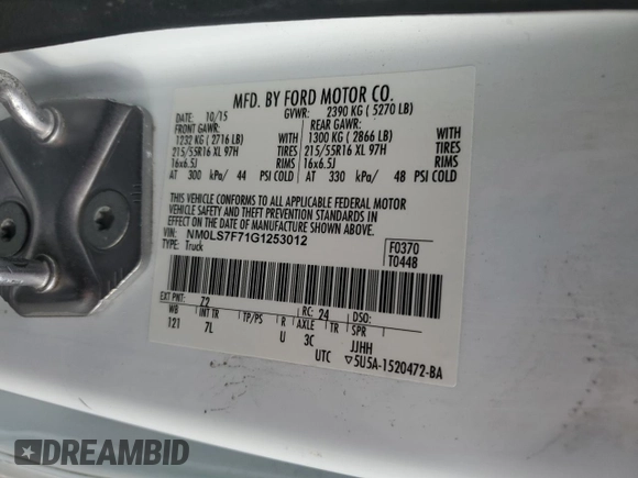 2016 Ford Transit Connect XLT с VIN NM0LS7F71G1253012, выставлен на аукционе Copart как лот 49732835 с пробегом 231 519 миль миль и Списание • Salvage title. История ставок и продаж доступна на DreamBid. Изображение 15.