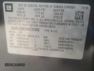 2017 GMC Terrain SLT z VIN 2GKFLUEK7H6232069, wystawiony jako Copart lot #86406814 z przebiegiem Nie podano mil oraz Szkody całkowita. Historia ofert i sprzedaży dostępna na DreamBid. Obrazek 14.