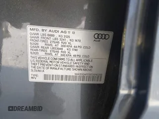2014 Audi Q7 3.0T S line Prestige with VIN WA1DGAFE5ED010250, listed as a IAAI auction lot 41257093 with 131,001 mi miles. Bid and sale history available at carsss.com. Image 9.