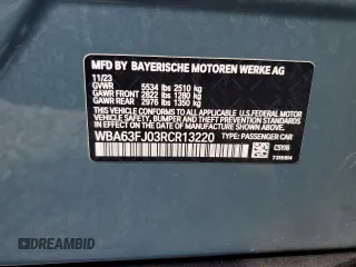 2024 BMW 5 Series 540i xDrive with VIN WBA63FJ03RCR13220, listed as a Copart auction lot 56892445 with Not provided miles and Salvage title. Bid and sale history available at DreamBid. Image 12.