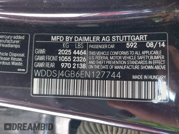 2014 Mercedes-Benz CLA 250 with VIN WDDSJ4GB6EN127744, listed as a IAAI auction lot 42006871 with 189,543 mi miles and . Bid and sale history available at DreamBid. Image 9.