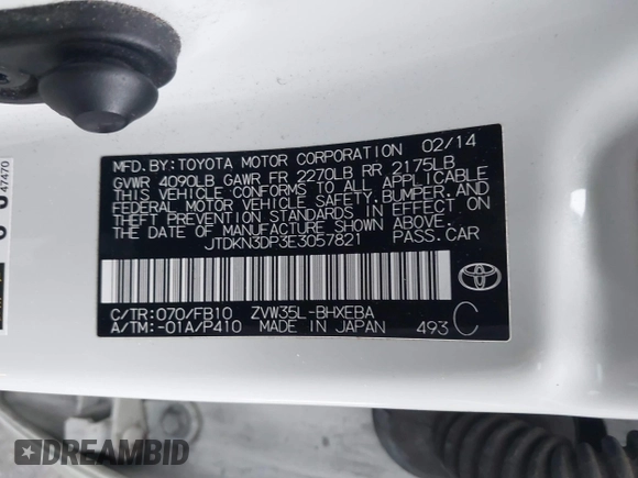 2014 Toyota Prius с VIN JTDKN3DP3E3057821, выставлен на аукционе IAAI как лот 41880152 с пробегом 84 000 миль миль и . История ставок и продаж доступна на DreamBid. Изображение 9.