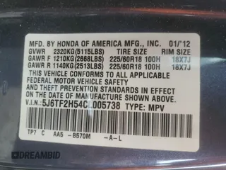 2012 Honda Crosstour EX-L z VIN 5J6TF2H54CL005738, wystawiony jako Copart lot #56639925 z przebiegiem 177 763 mil mil oraz Szkoda całkowita • Salvage title. Historia ofert i sprzedaży dostępna na DreamBid. Obrazek 13.