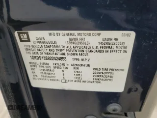 2002 GMC Envoy SLE z VIN 1GKDS13S822424858, wystawiony jako Copart lot #53609685 z przebiegiem 213 680 mil mil oraz Szkoda całkowita • Salvage title. Historia ofert i sprzedaży dostępna na DreamBid. Obrazek 14.