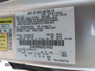2013 Ford Fusion SE with VIN 3FA6P0H96DR274436, listed as a IAAI auction lot 42602958 with 239,224 mi miles and . Bid and sale history available at DreamBid. Image 9.
