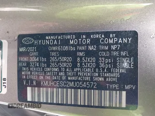 2021 Genesis GV80 with VIN KMUHCESC2MU054572, listed as a IAAI auction lot 41570653 with 62,116 mi miles and . Bid and sale history available at DreamBid. Image 9.