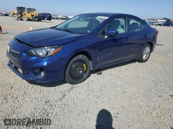 2018 Subaru Impreza Premium with VIN 4S3GKAD69J3608886, listed as a Copart auction lot 59051215 with 43,326 mi miles and Salvage title. Bid and sale history available at DreamBid. Image 1.
