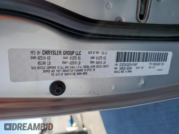 2012 Chrysler 300 Limited with VIN 2C3CCACG2CH147007, listed as a Copart auction lot 50360165 with Not Provided miles and Clean Title. Bid and sale history available at carsss.com. Image 12.