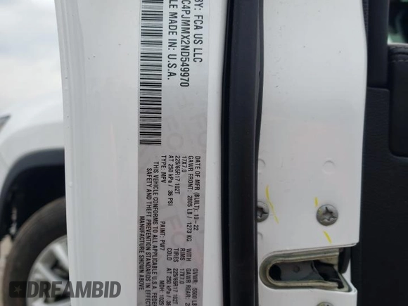 2022 Jeep Cherokee Latitude Lux with VIN 1C4PJMMX2ND549970, listed as a Copart auction lot 58895375 with Not provided miles and Salvage title. Bid and sale history available at DreamBid. Image 12.