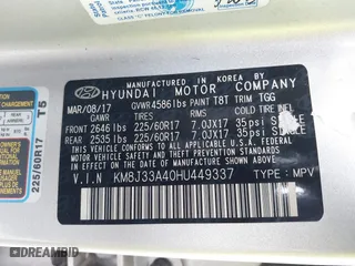 2017 Hyundai Tucson SE Plus with VIN KM8J33A40HU449337, listed as a IAAI auction lot 42010707 with 55,383 mi miles. Bid and sale history available at carsss.com. Image 9.