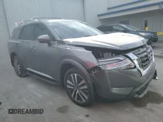 2022 Nissan Pathfinder Platinum with VIN 5N1DR3DH3NC244073, listed as a Copart auction lot 43459905 with 76,989 mi miles and Salvage title. Bid and sale history available at DreamBid. Image 4.