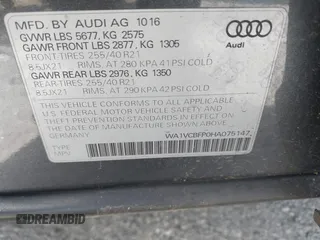 2017 Audi SQ5 with VIN WA1VCBFP0HA075147, listed as a IAAI auction lot 41765465 with 109,003 mi miles and . Bid and sale history available at DreamBid. Image 9.