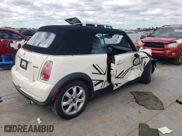 2008 MINI Convertible with VIN WMWRF33518TF67472, listed as a Copart auction lot 72073604 with 61,024 mi miles and Salvage title. Bid and sale history available at DreamBid. Image 3.