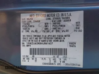 2004 Ford Explorer XLT с VIN 1FMZU63K84UB61637, выставлен на аукционе IAAI как лот 42068668 с пробегом 182 907 миль миль и . История ставок и продаж доступна на DreamBid. Изображение 9.