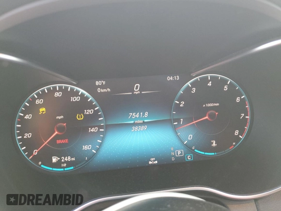 2020 Mercedes-Benz C 300 with VIN W1KWJ8EB8LF989138, listed as a Copart auction lot 67911614 with 38,389 mi miles and Salvage title. Bid and sale history available at DreamBid. Image 9.
