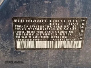 2020 Volkswagen Jetta S z VIN 3VWN57BU5LM101811, wystawiony jako Copart lot #49731165 z przebiegiem 90 634 mil mil oraz Szkoda całkowita • Salvage title. Historia ofert i sprzedaży dostępna na DreamBid. Obrazek 14.