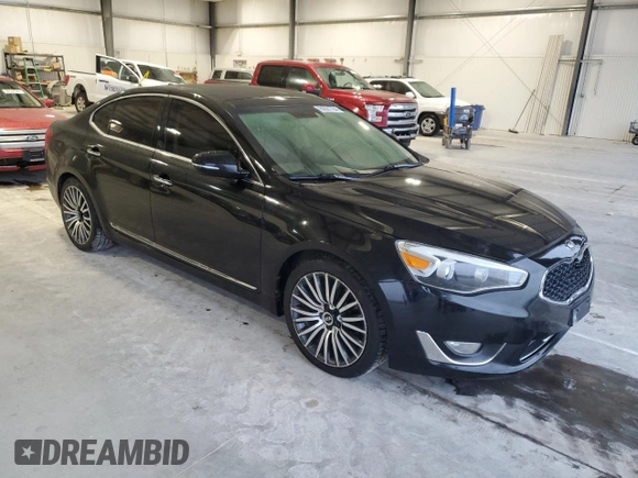 2014 Kia Cadenza Premium with VIN KNALN4D72E5128132, listed as a Copart auction lot 86681784 with 90,950 mi miles and Salvage Title. Bid and sale history available at carsss.com. Image 4.