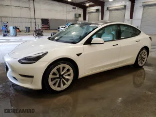 2021 Tesla Model 3 Long Range with VIN 5YJ3E1EB9MF046898, listed as a Copart auction lot 54666255 with 144,370 mi miles and Clean Title. Bid and sale history available at carsss.com. Image 1.