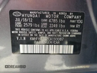 2012 Hyundai Azera с VIN KMHFH4JG2CA193087, выставлен на аукционе Copart как лот 55277945 с пробегом 128 382 миль миль и Чистый • Clean title. История ставок и продаж доступна на DreamBid. Изображение 12.