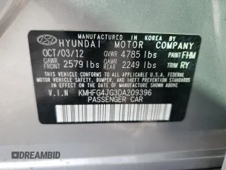 2013 Hyundai Azera z VIN KMHFG4JG3DA209396, wystawiony jako Copart lot #55789595 z przebiegiem 154 665 mil mil oraz Szkoda całkowita • Salvage title. Historia ofert i sprzedaży dostępna na DreamBid. Obrazek 12.