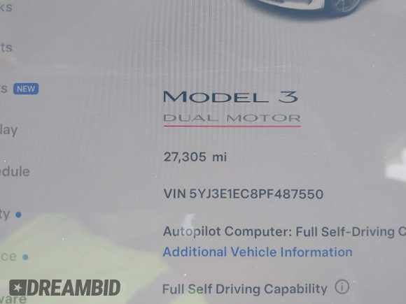 2023 Tesla Model 3 Performance z VIN 5YJ3E1EC8PF487550, wystawiony jako IAAI lot #42093712 z przebiegiem 27 305 mil mil oraz . Historia ofert i sprzedaży dostępna na DreamBid. Obrazek 15.