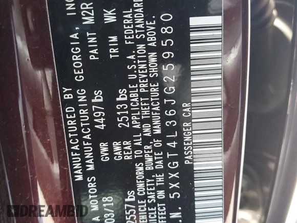 2018 Kia Optima LX with VIN 5XXGT4L36JG259580, listed as a Copart auction lot 63820585 with 115,066 mi miles and Salvage title. Bid and sale history available at DreamBid. Image 12.