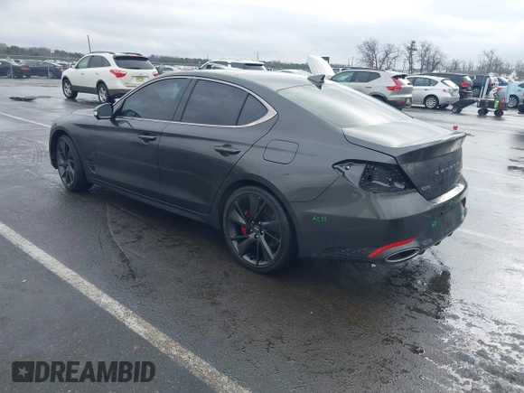 2023 Genesis G70 3.3T with VIN KMTG54TEXPU107334, listed as a IAAI auction lot 41565440 with 19,816 mi miles and . Bid and sale history available at carsss.com. Image 3.