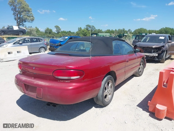 2000 Chrysler Sebring JXi with VIN 3C3EL55H4YT297057, listed as a IAAI auction lot 41848859 with 1 mi miles. Bid and sale history available at carsss.com. Image 4.