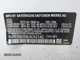 2020 BMW X6 xDrive40i z VIN 5UXCY6C09L9C52142, wystawiony jako IAAI lot #41593337 z przebiegiem 61 892 mil mil oraz . Historia ofert i sprzedaży dostępna na DreamBid. Obrazek 9.