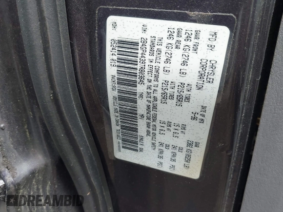 1996 Dodge Caravan Sport with VIN 2B4GP4439TR803645, listed as a IAAI auction lot 42122379 with 185,159 mi miles and . Bid and sale history available at carsss.com. Image 8.