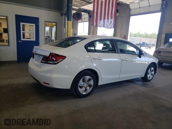 2013 Honda Civic LX with VIN 19XFB2F52DE097346, listed as a Copart auction lot 55396225 with 104,704 mi miles and Salvage Title. Bid and sale history available at DreamBid. Image 3.